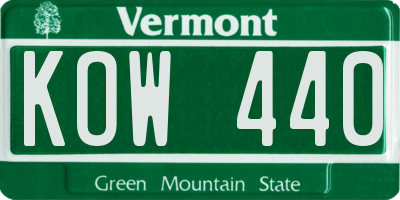 VT license plate KOW440