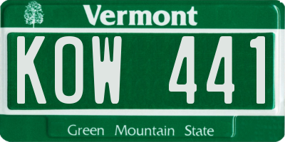 VT license plate KOW441