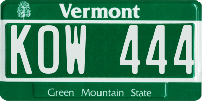 VT license plate KOW444