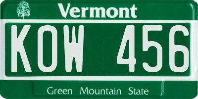 VT license plate KOW456