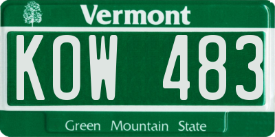 VT license plate KOW483