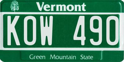 VT license plate KOW490