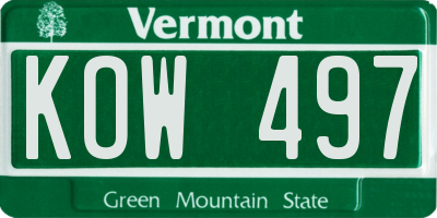 VT license plate KOW497