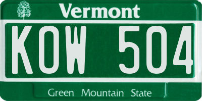VT license plate KOW504