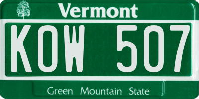 VT license plate KOW507