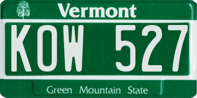 VT license plate KOW527