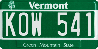 VT license plate KOW541