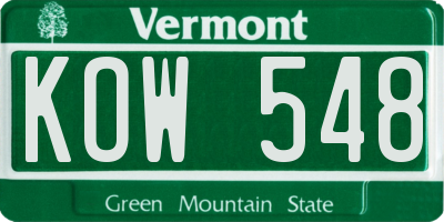 VT license plate KOW548