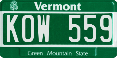 VT license plate KOW559