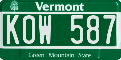 VT license plate KOW587