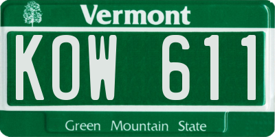 VT license plate KOW611