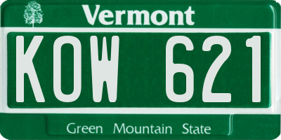 VT license plate KOW621
