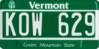 VT license plate KOW629
