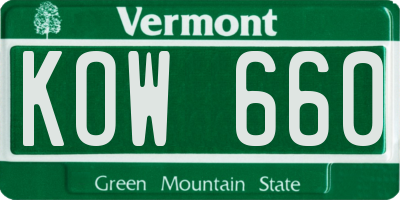 VT license plate KOW660