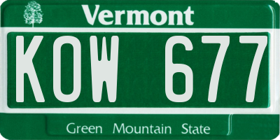 VT license plate KOW677