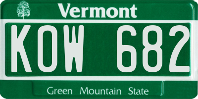 VT license plate KOW682