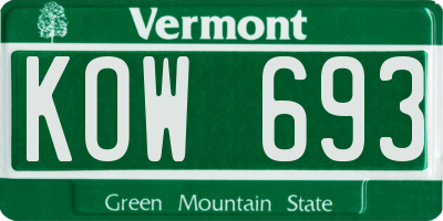 VT license plate KOW693