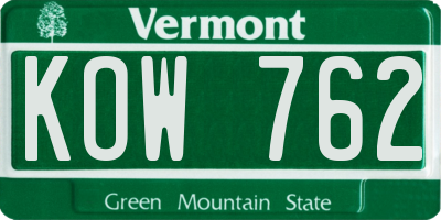 VT license plate KOW762