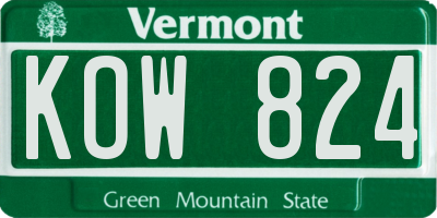 VT license plate KOW824