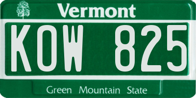 VT license plate KOW825