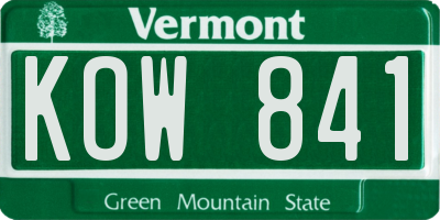 VT license plate KOW841