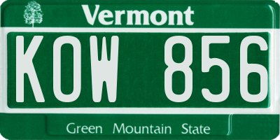 VT license plate KOW856