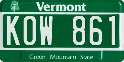 VT license plate KOW861