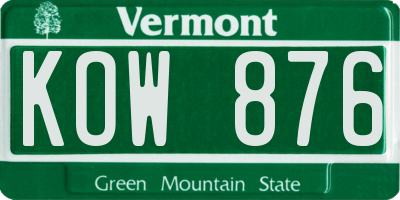 VT license plate KOW876