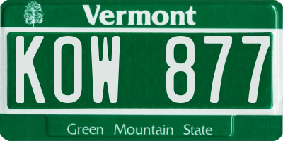 VT license plate KOW877