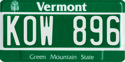 VT license plate KOW896