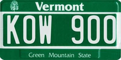 VT license plate KOW900