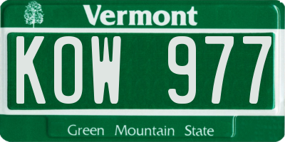 VT license plate KOW977