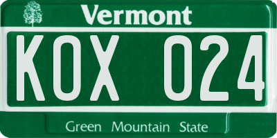 VT license plate KOX024