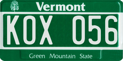 VT license plate KOX056