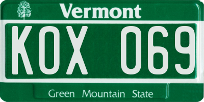 VT license plate KOX069