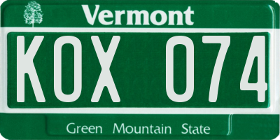 VT license plate KOX074
