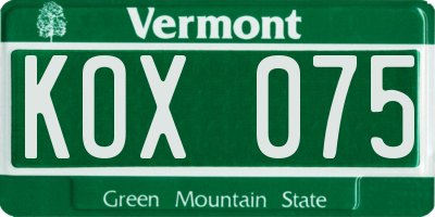 VT license plate KOX075