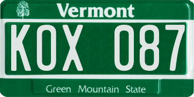 VT license plate KOX087