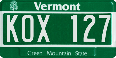 VT license plate KOX127