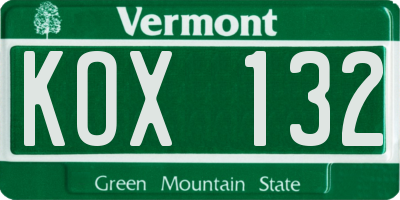 VT license plate KOX132