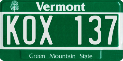 VT license plate KOX137
