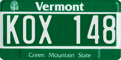 VT license plate KOX148