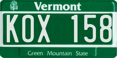 VT license plate KOX158