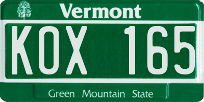 VT license plate KOX165