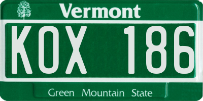 VT license plate KOX186