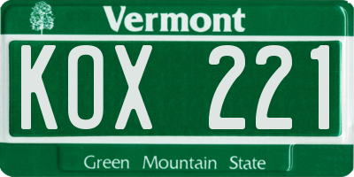 VT license plate KOX221