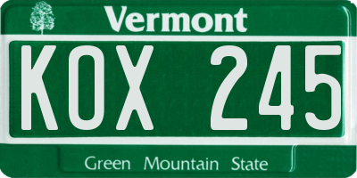 VT license plate KOX245