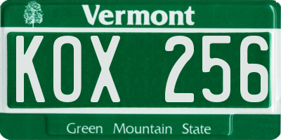 VT license plate KOX256