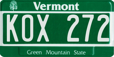 VT license plate KOX272