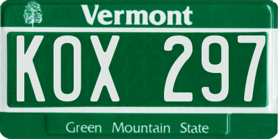 VT license plate KOX297